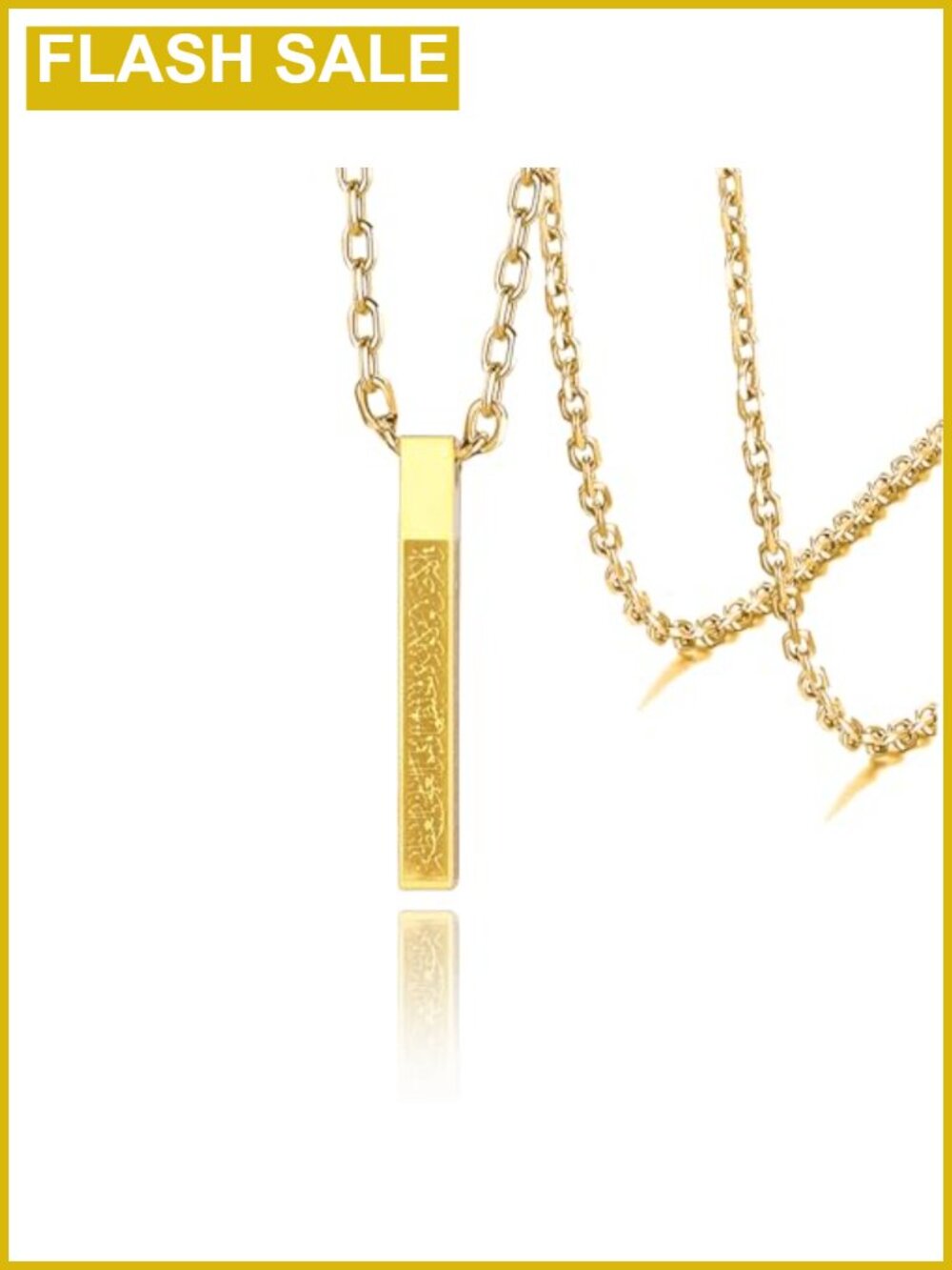 VASSAGO Ayatul Kursi Necklace Stainless Steel Leather Chain 3D Bar Pendant